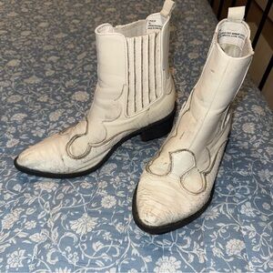 Free People White Western Ankle Boots